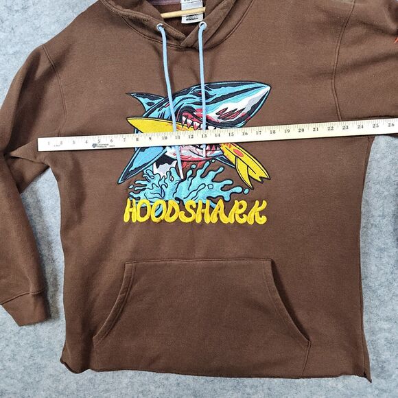 Hoodshark‎ Hoodie Men's Brown Size XL Patches Embroidered Streetwear Rap Hip Hop - Picture 11 of 16